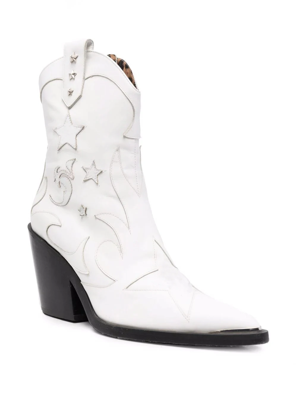 Woman Western Cowboy Boots Mid-Calf Boots Leather Partchwork Shoes Ladies Pointed Toe Women's Metal Heels High Heel