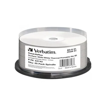 

BD-R 25GB Verbatim 6x Thermo white Full Surface 25er Cakebox 43743