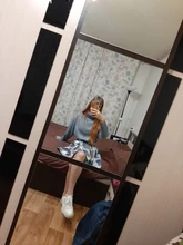 Sweater Skirt-Set Matching-Set Merry-Pretty Plaid 2pieces-Outfits Blue Spring Pleasted