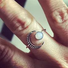 Anillo de compromiso de oro blanco con forma de Luna para mujer y hombre, anillos que se abren ajustables, joyería de lujo