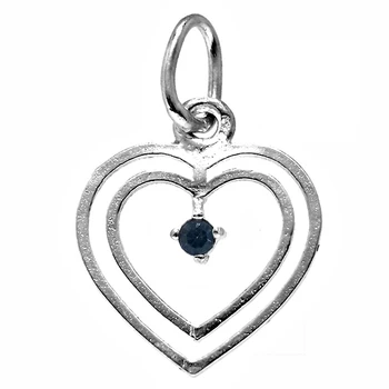 

Pendant 925 Sterling silver m heart blue stone openwork [1210]