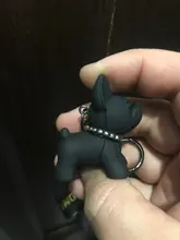 Moda Punk llavero de Bulldog Francés de cuero de la PU perro llaveros para las mujeres bolso colgante joyas baratija del coche de los hombres, anillo de clave de la cadena