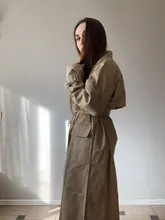 Marca del Reino Unido 2021 nueva moda Otoño/otoño Casual doble botonadura Simple clásico Trench largo con cinturón mujer Chic chaqueta