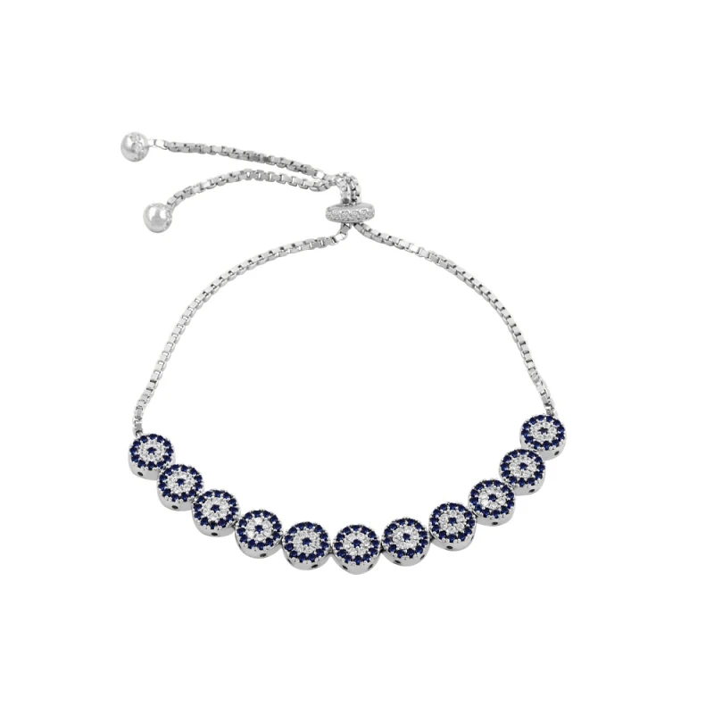 

Silver 925 Sterling Zircon Cubic Zirconia Society Eye Elevator Bracelet
