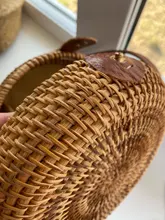 Gusure-Bolso de mimbre tejido para mujer, bandoleras cruzadas hechas a mano de verano para la playa, pequeñas, de hombro redondo de paja