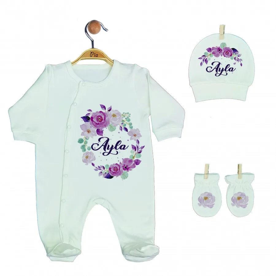 Hospital Output Set New Born Baby Girl set 11 Piece set 100 Cotton Production Name lettering Pouch Baby kit summer