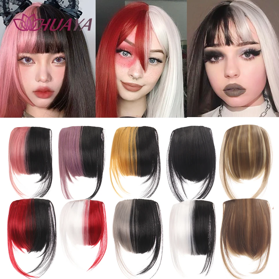 Synthetic Bangs Hair Clip In Extensions Natural Fringe Front Neat Flat Short Straight
