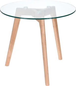 

Side table or rincon table. Round shape and 3 legs, made of wood and glass lid 45 cm. Diameter and 50cm high.