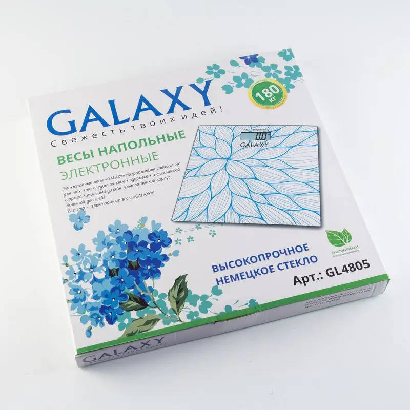 Электронные напольные весы Galaxy GL 4805, максимально допустимый вес 180 кг, батарейка "CR2032" в комплекте