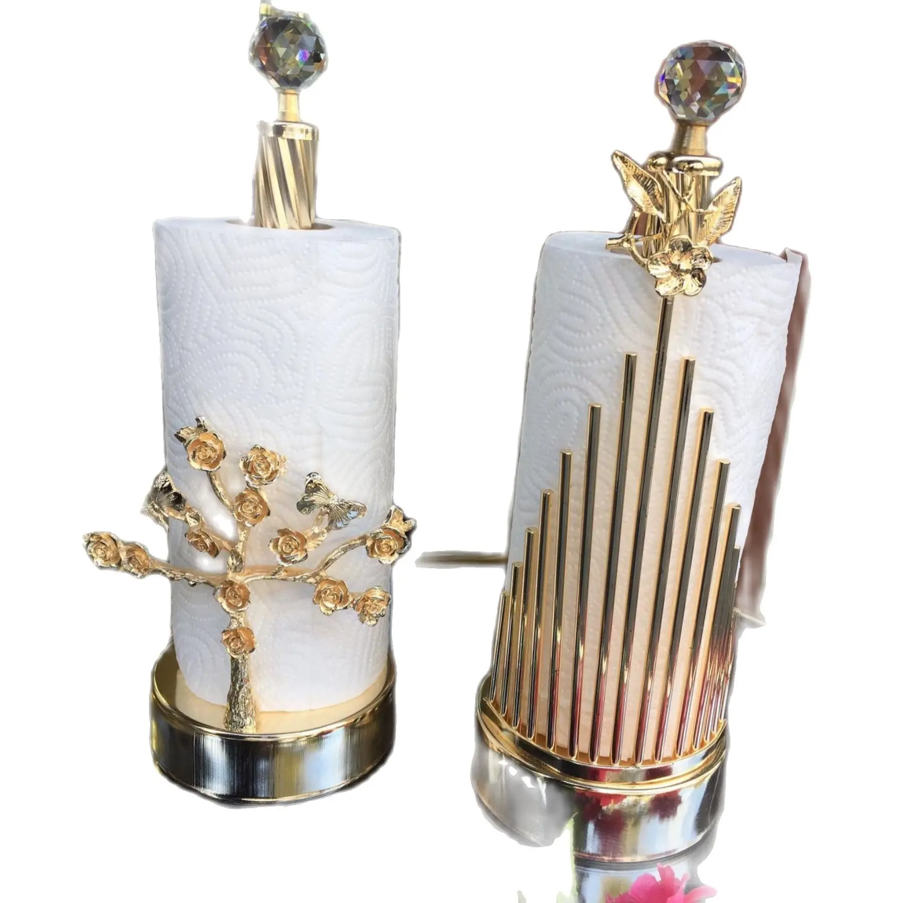 Premium Paper Towel Holder Stands, Gold Silver Model Metal, Kitchen