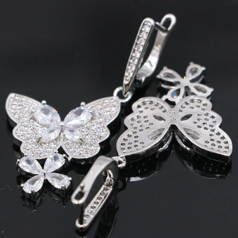 Женские свадебные серебряные серьги с белым сапфиром 47x21 мм 2020|silver pendant|925 silver