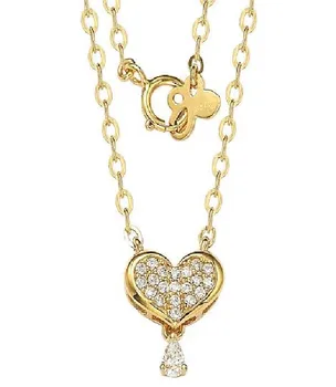 

Silver necklace plated gold with zirconitas, model PARIS