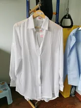 S-5XL de talla grande para mujer, blusa Sexy estilo Boyfriend, camisa con botones blancos, camisón transparente, blusas de chifón para verano y primavera