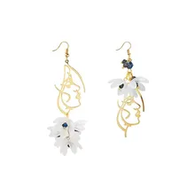  S925 Korean Version of the Head Thinner Earrings Long Fashion Asymmetrical Crystal Flower Ear Hook Woman Female 