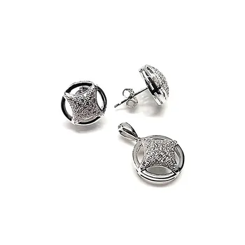 

Set 925 Sterling silver m smooth Rhodium zircons microengaste [AB0909]