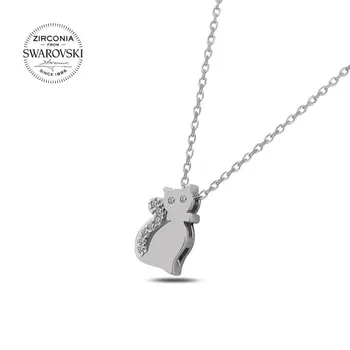 

Angemiel 925 Silver Swarovski Zirconia Cubic Zirconia Cat Necklace