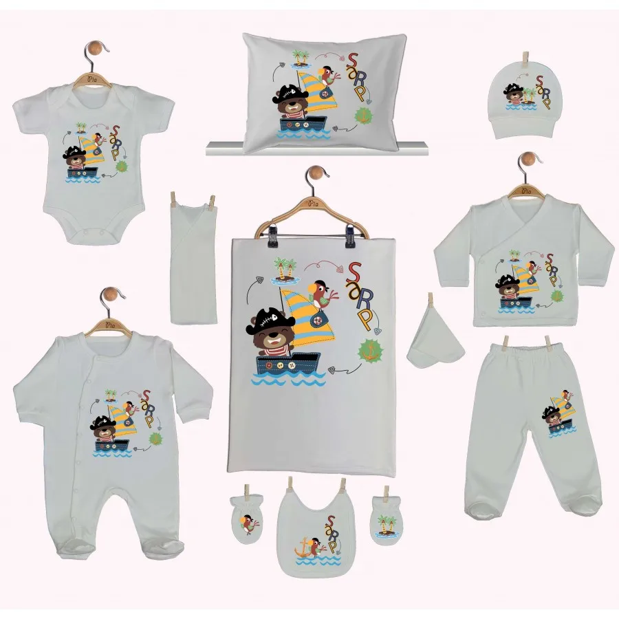 

Hospital Output Set New Born Baby Boy set 11 Piece set 100 Cotton Production Custom Name lettering Custom Pouch Baby kit 2021 summer