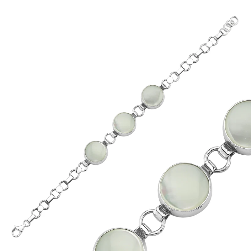 

Silver 925 Sterling Pearl Stone Handwork Bracelet