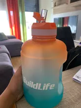 QuiFit-botella de agua de 3,78l, 2,2 L, 1,3 L, 128oz, galón, con pajita de plástico transparente, herramienta de gimnasio, jarra, taza deportiva gratis de BPA