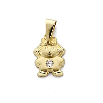 

18k gold pendant girl with cubic zirconia 14mm. [7675]