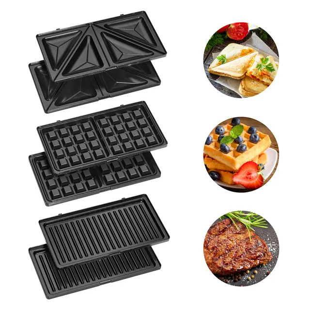 Clatronic ST 3670 Sandwich interchangeable plates, Sandwich toaster, waffle iron Belgian Waffle, Grill Iron machine meat fish 4