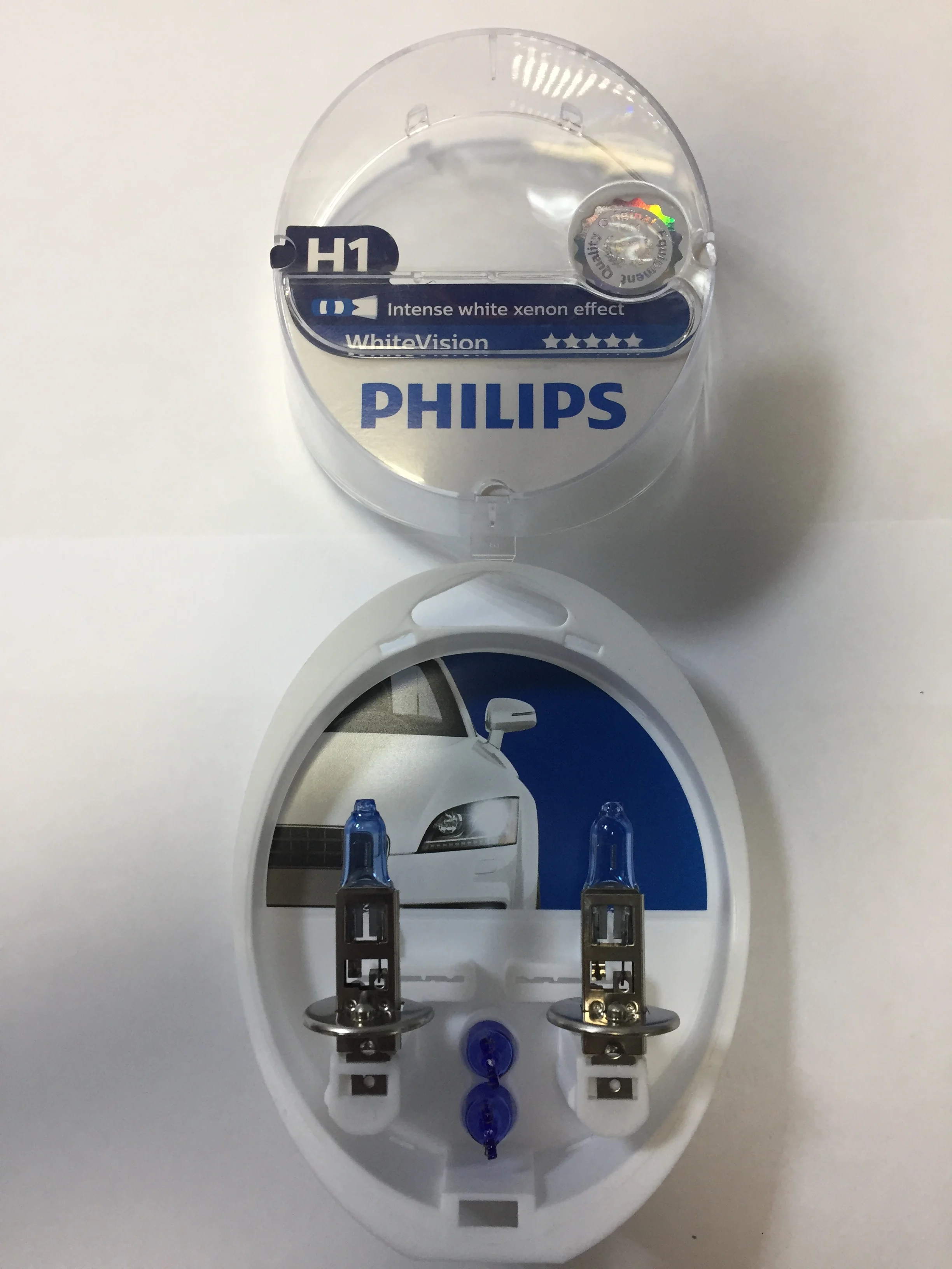 2 шт Philips галогенная лампа H1 12 В 55 Вт+ 2 шт W5W 4200k(габаритная) Philips WhiteVision 12258WHVSM 2 шт для автомобильных фар