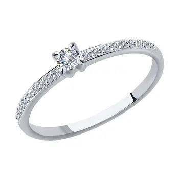 

SOKOLOV ring White Gold rhodium with Diamond, fashion jewelry, gold, 585, women's male