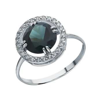

Silver ring with tourmaline imitation sunlight sample 925