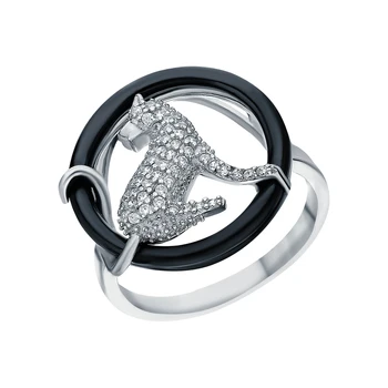 

Silver ring with ceramics and cubic zirconia sunlight sample 925