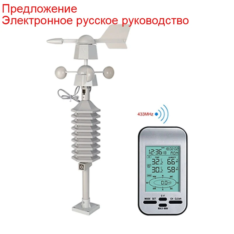 

Digital Anemometer Wind Speed Meter Meteo Station with Wind Direction Alarm Setting ,Offer Electronic Russian Manual