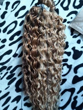 FASHION IDOL-extensiones de pelo sintético Afro para mujer, Pelo Rizado mechones Rubio degradado 24-28 pulgadas, resistente al calor, 6 uds.