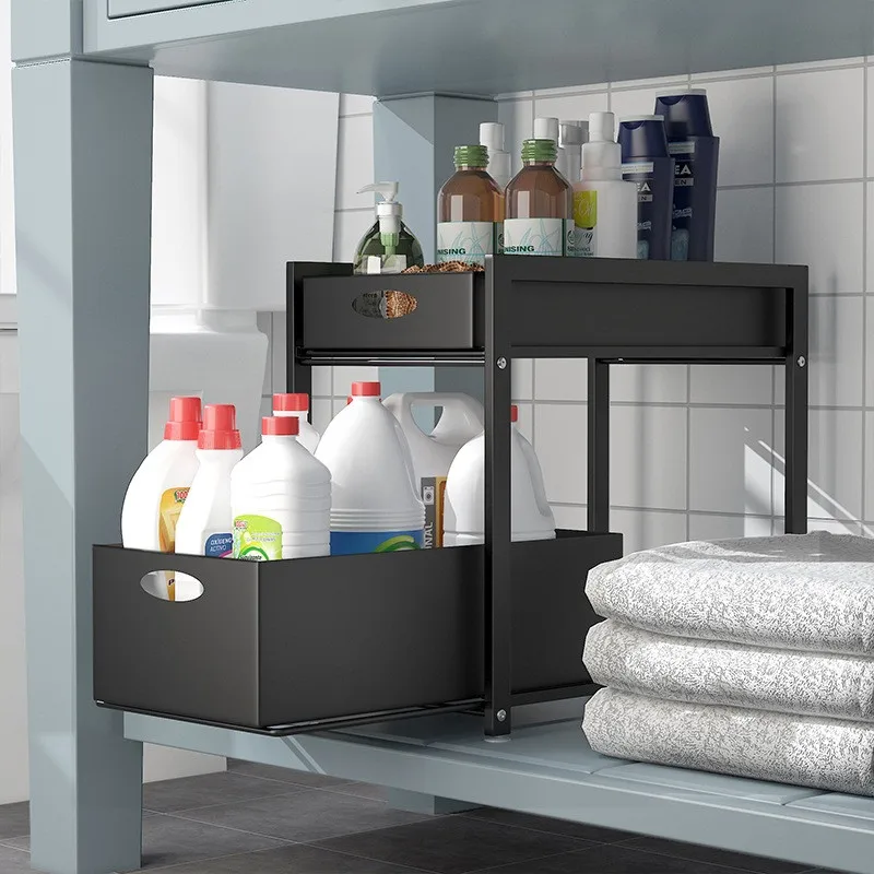 

2-Tier Under Sink Organizer Pull-Out Drawers Sliding Bathroom Storage Kitchen Cabinet Organization Solution Home Products