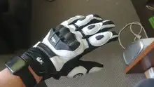Guantes de cuero para motociclista para hombres, accesorio para manos de motociclista masculino, de color negro y blanco, guantes de equipo de carreras de carretera, para verano e invierno