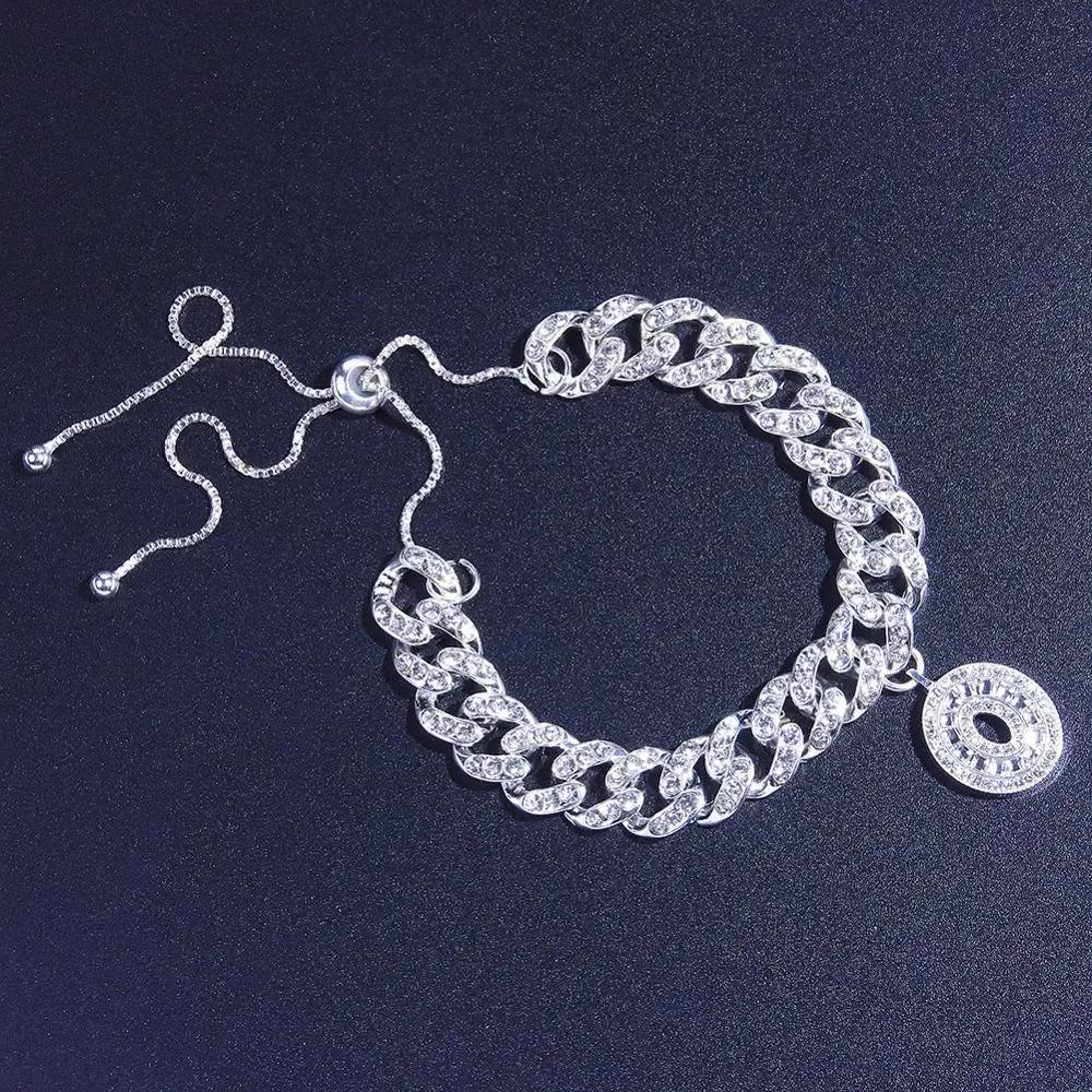 12mm DIY Layered Initial Cuban Link Chain Iced Out Anklets for Women Cuban Anklet Ankle Bracelet Stainless Steel Jewelry