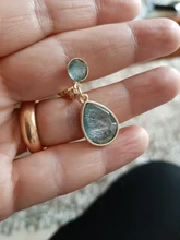 Pendientes con Clip de gota de agua geométricos para mujer, temperamento Simple japonés, piedra de cristal azul, sin Piercing, regalo para niña y mujer coreana