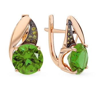 

Gold earrings with sultanites and cubic zirconia sunlight sample 585 test
