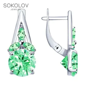 

SOKOLOV drop earrings with stones in silver with cubic zirconia, fashion jewelry, 925, women's/men's, male/female, long earrings, women's male