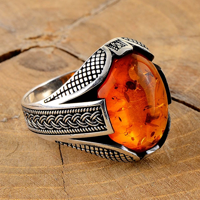 HONEY AMBER RING & SOLID 925 STERLING SILVER SIZE 7 9G. | Kanz Jewellery