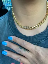 Collar de cadena de acero inoxidable con textura de Metal para mujer, cadena de eslabones cubanos, Gargantilla, regalo de fiesta, 2021