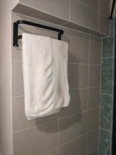 Toallero montado en la pared para baño, toallero negro de aluminio, riel negro mate, soporte de toalla, 30-50 CM