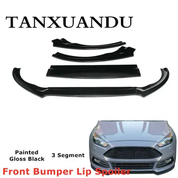 

Fit For FORD Focus ST RS 2016-2018 Front Bumper Lip Spoiler Splitter Wing Underbody Kit 3Segment Painted Gloss Black Sport Style
