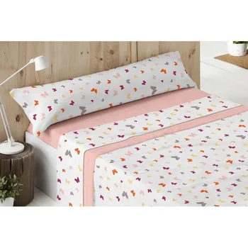 

Set Bed Sheet Coral DORVEL White Burrito 742 Pink (90x190/200 cm)
