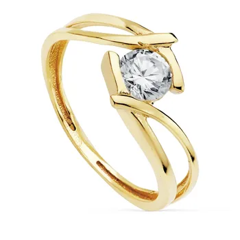 

Solitaire 18k gold cubic zirconia 5mm. Cross bandage [AC0179]