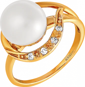 

Примаэксклюзив ring with pearls and cubic zirconia in red gold