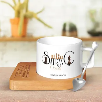 

Personalized Chess Teacher Wood Altlıklı Ceramic Cup-1