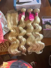 Beaufox-mechones Rubio 613 con cierre, cuerpo brasileño ondulado, 3 mechones con cierre, extensiones de cabello humano mechones Remy