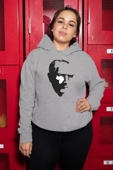 

Angemiel Wear ATATURK Gray Women 'S Hooded Sweatshirt