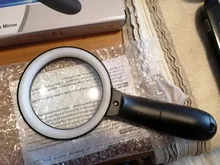 Lupa iluminada Glass-10X lupa de lectura grande de mano con 12 luz LED iluminada para personas mayores, reparación, monedas