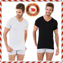 Комплект из 3 или 6 турецких хлопковое мужское белье одежда для сна майка с короткими рукавами и v-образным вырезом Майка