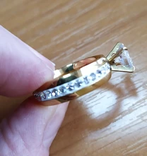 DOTIFI 316L anillos de acero inoxidable para mujeres clásico elevado 4 diente único Zirconia boda anillo de la joyería